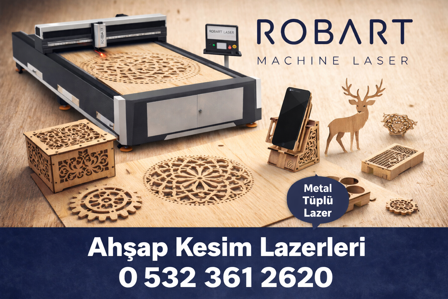 Robart CO2 ahşap kesim lazer makinesi