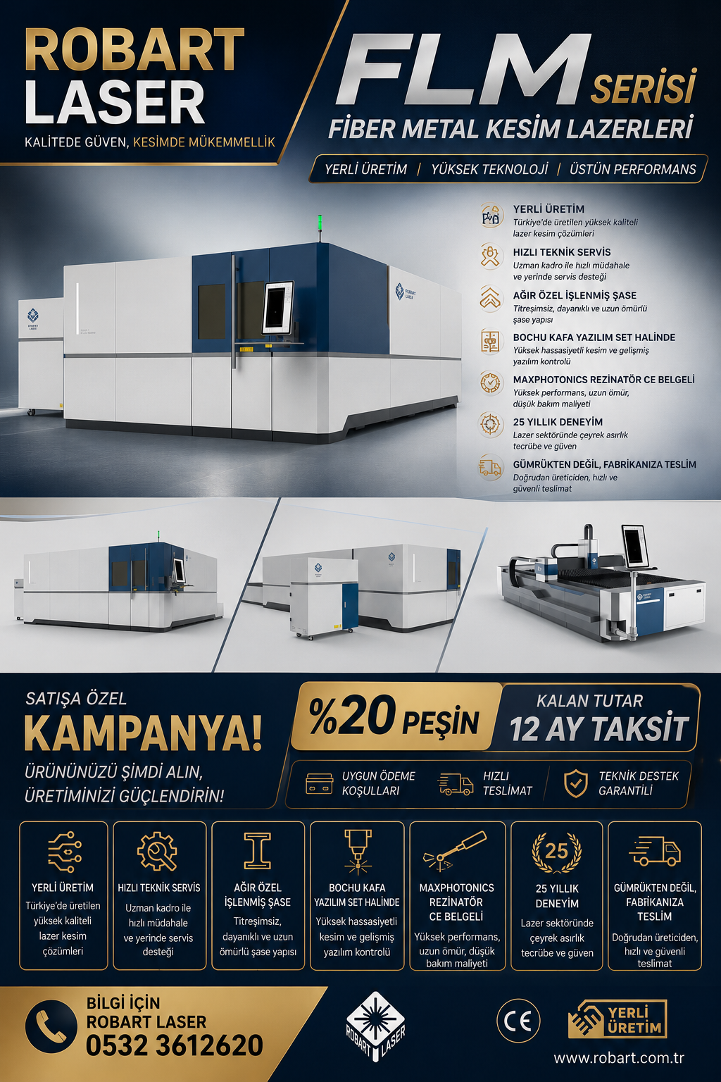 Yüksek hızlı Robart fiber metal kesim lazer makinesi