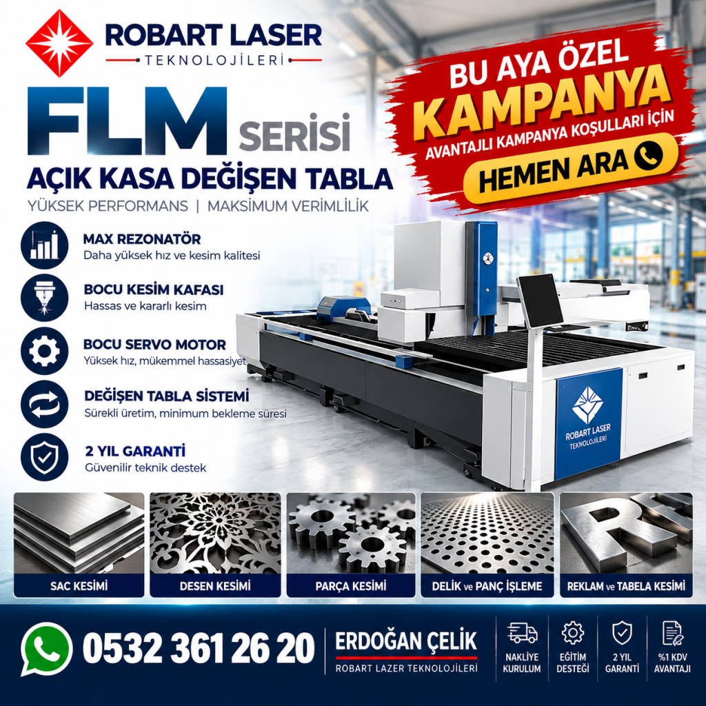 Robart açık kasa değişen tabla fiber lazer kesim sistemi