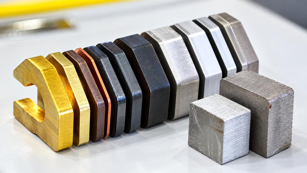 Farklı renk ve yüzeylerde metal levha ile bükümlü parça numuneleri
