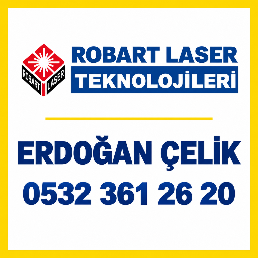 Erdoğan Çelik ve Robart Lazer iletişim bilgilerini gösteren kurumsal tasarım