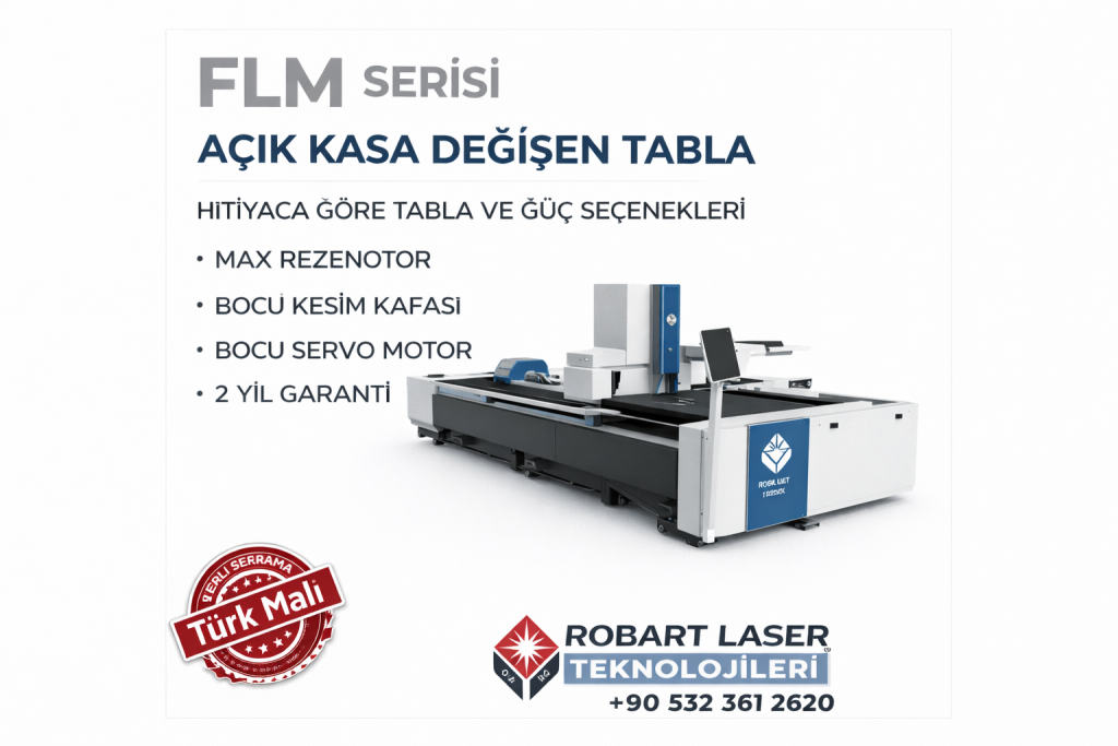 Robart açık kasa değişen tabla fiber lazer kesim sistemi
